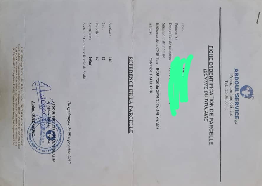 Parcelle en vente à saaba 2