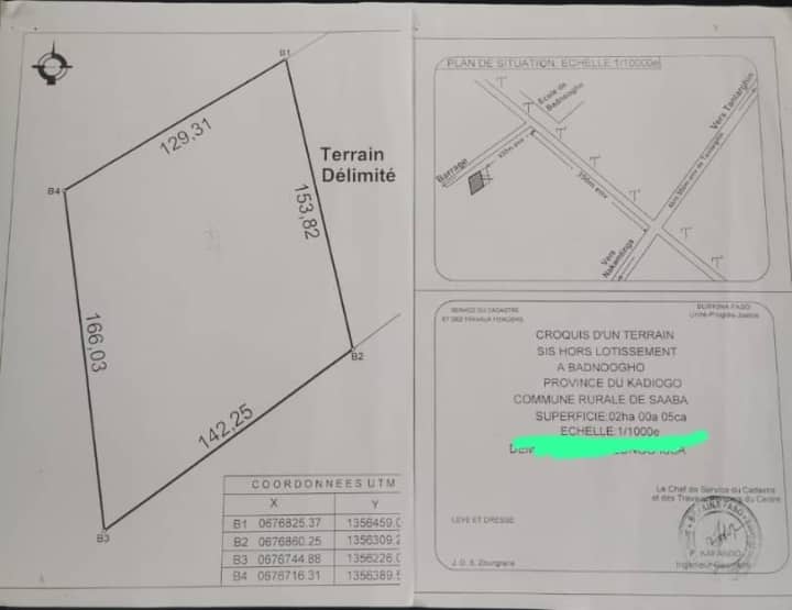 Terrain de 3 hectares à vendre – Koubri Barnongo, Ouagadougou