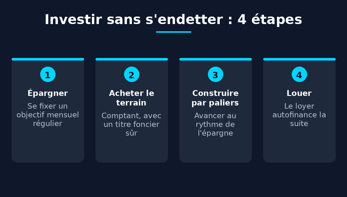 Infographie : investir dans l'immobilier sans s'endetter en 4 étapes au Burkina Faso
