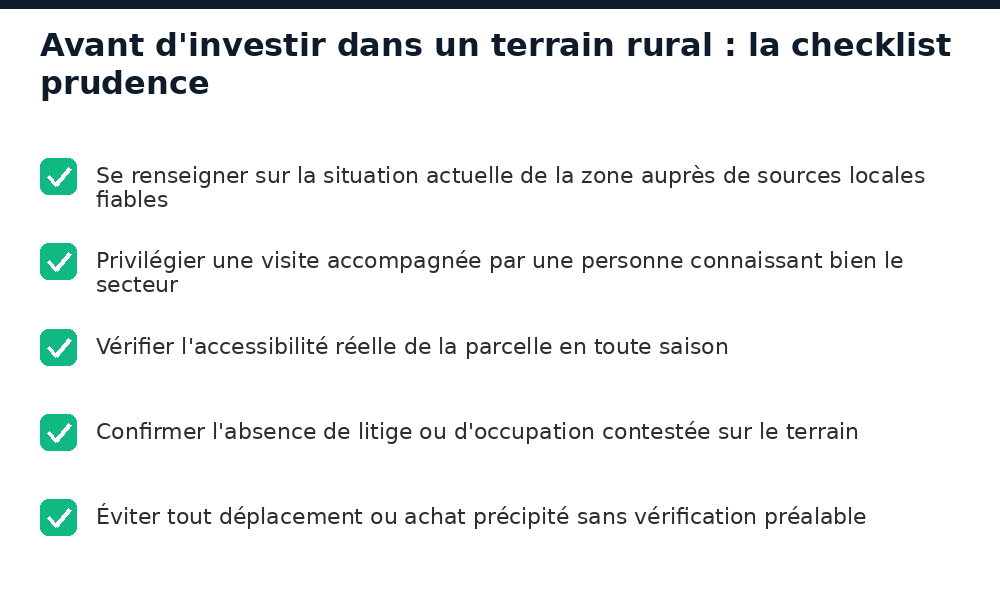 Checklist des vérifications sécurité avant d'acheter un terrain rural
